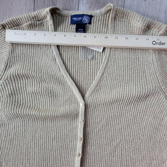 Venezia Jeans Womens Gold Ribbed Cardigan Sweater Size 22/24 NWT - Picture 8 of 13
